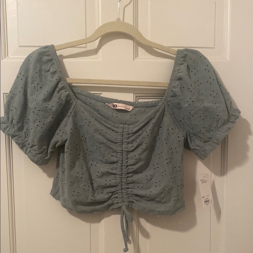 Women's Green Puff Sleeve Top